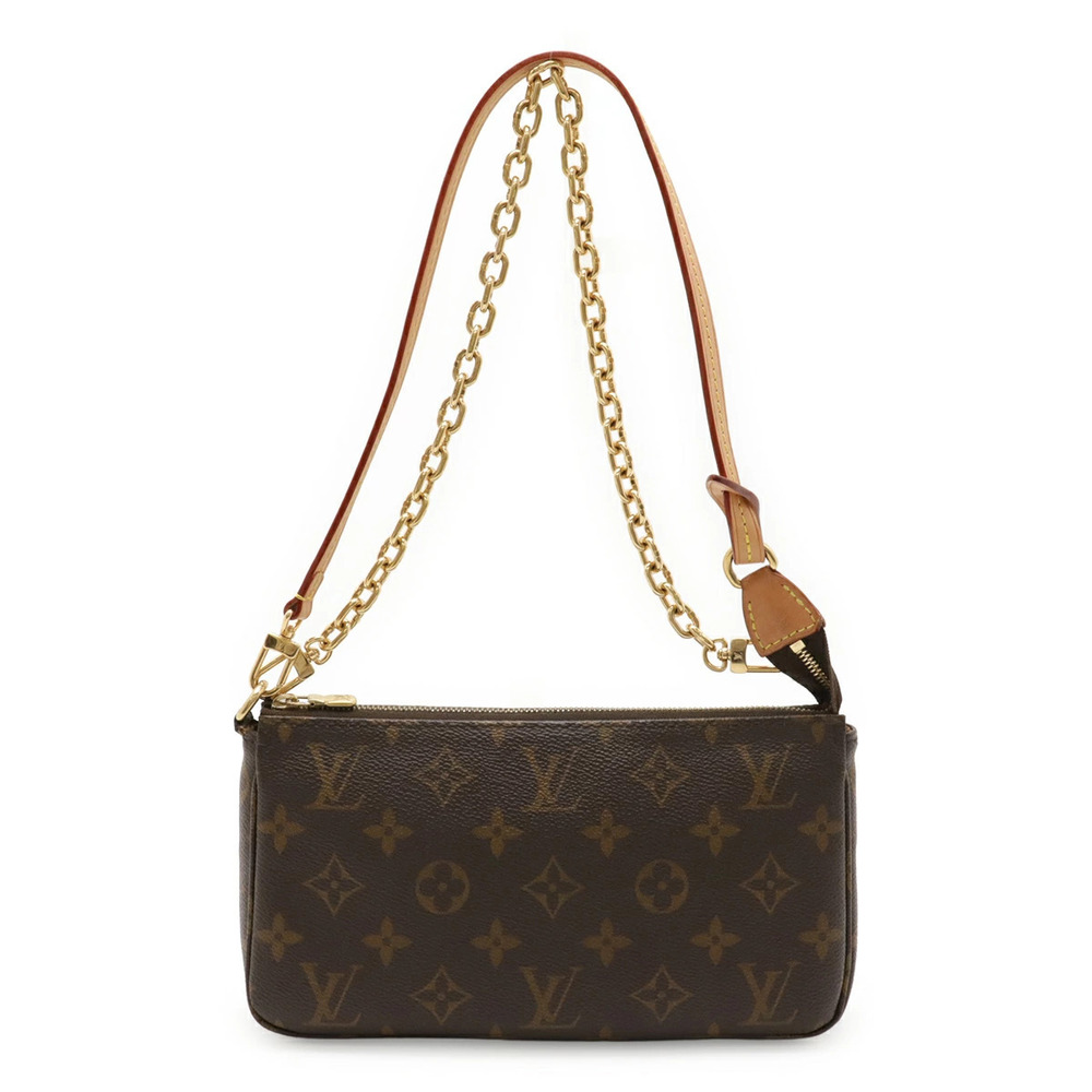 LOUIS VUITTON Monogram Pochette Accessoires Accessory Pouch Clutch Bag Chain